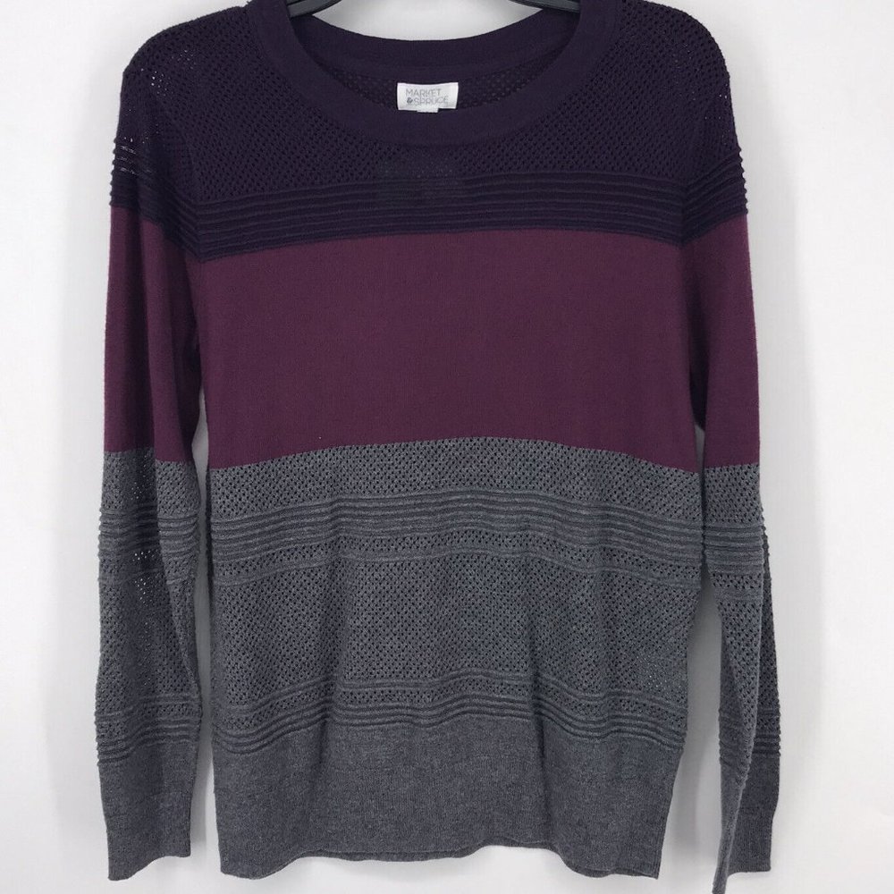 Women's Market & Spruce  - Quintana Colorblock Mesh Detail Pullover, Size M